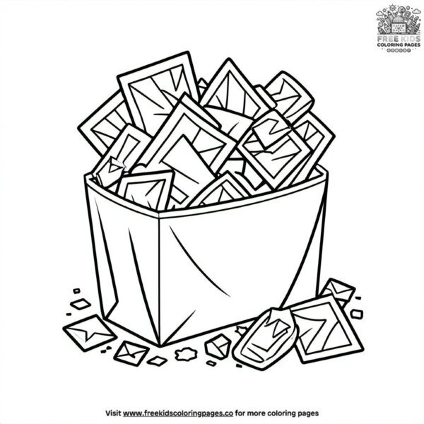 Junk mail in the garbage coloring pages