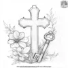 Key and Cross Coloring Pages