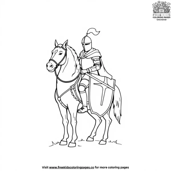 Knight with a horse coloring pages