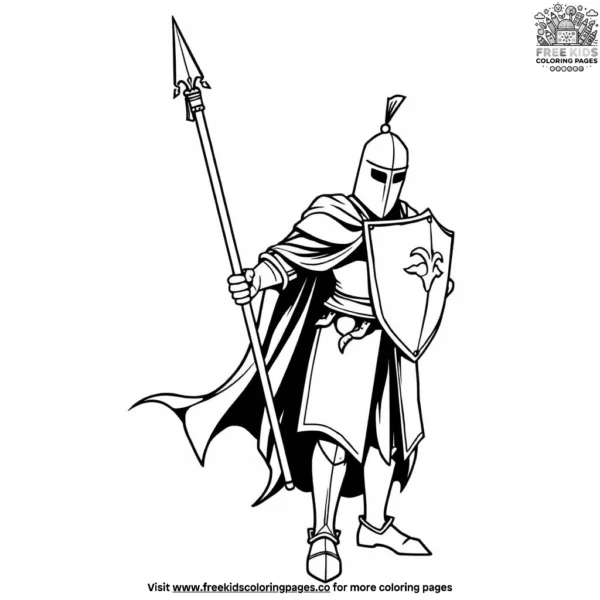 Knight with a lance coloring pages