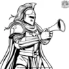 Knight with a War Horn Coloring Pages