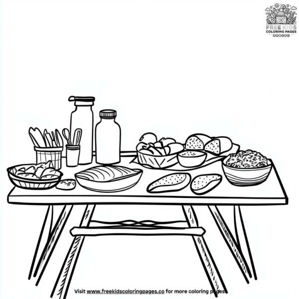 Labor day picnic table coloring pages