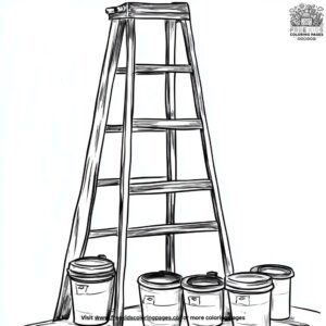 Ladders and Paint Cans Coloring Pages