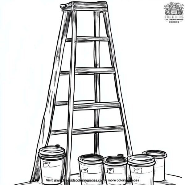 Ladders and paint cans coloring pages