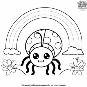 Ladybug and a Rainbow Coloring Pages