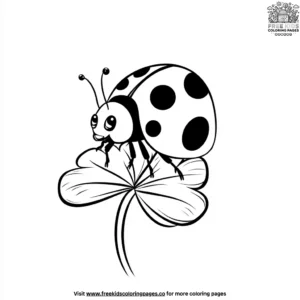 Ladybug on a Clover Coloring Pages