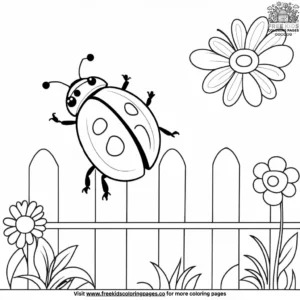 Ladybug on a Fence Coloring Pages