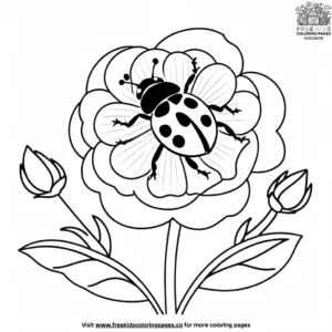 Ladybug on a Petal Coloring Pages