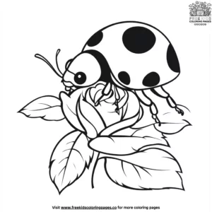 Ladybug on a Rose Coloring Pages