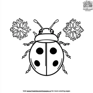 Ladybug with Snowflakes Coloring Pages