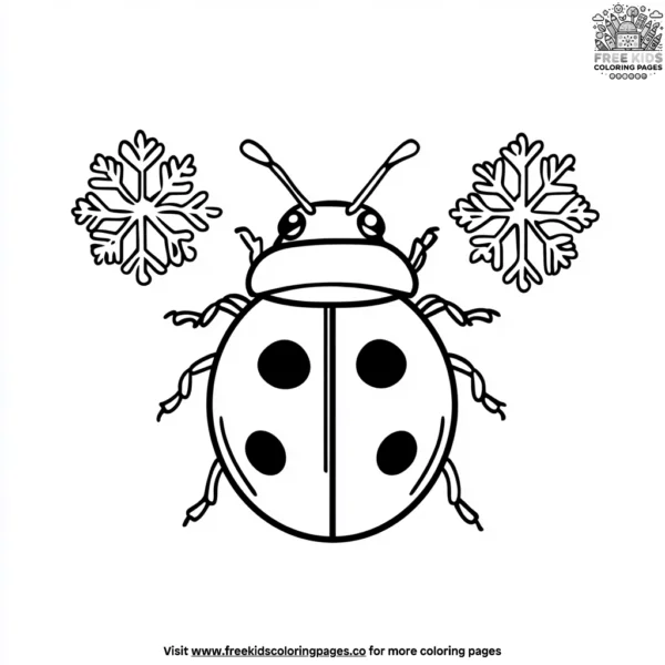 Ladybug with snowflakes coloring pages