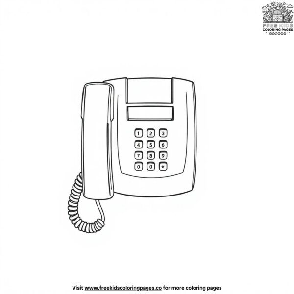 Landline phone with a cord coloring pages