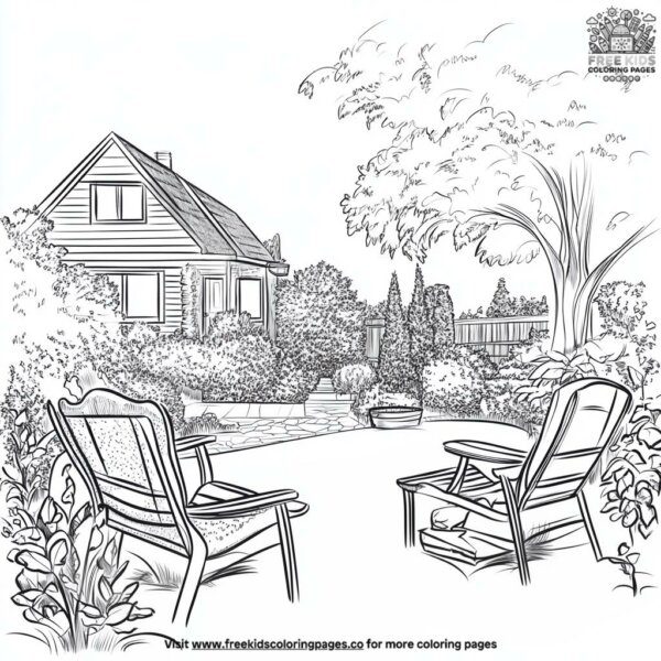 Lawn chair relaxation coloring pages