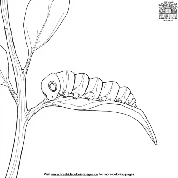 Leaf eating caterpillar coloring pages