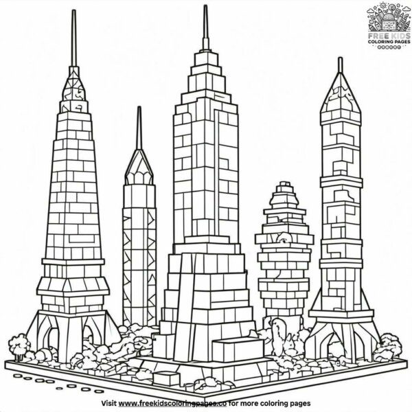 Lego towers coloring pages