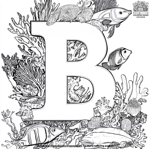 Letter b under the sea coloring pages