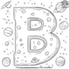 Letter B in Space Coloring Pages