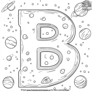 Letter B in Space Coloring Pages