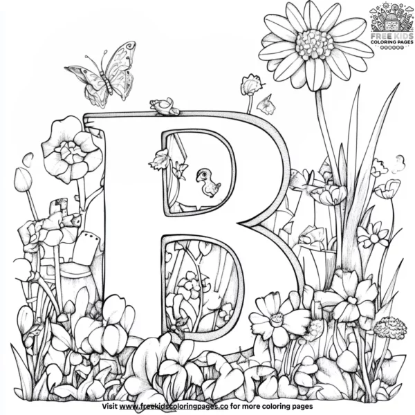 Letter b in the garden coloring pages