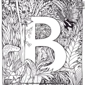 Letter B in the Jungle Coloring Pages