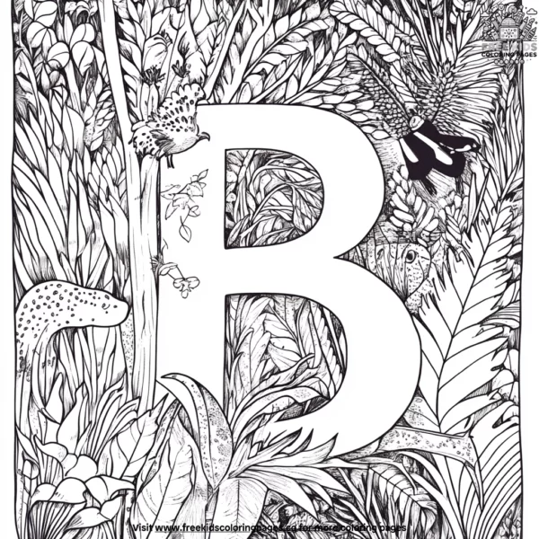 Letter b in the jungle coloring pages