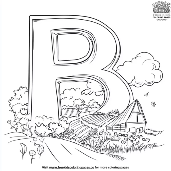 Letter b on the farm coloring pages