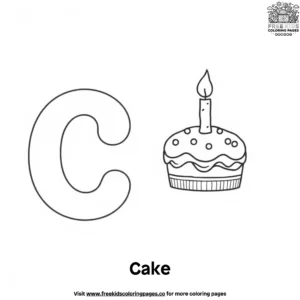 Letter C With Cake Coloring Pages