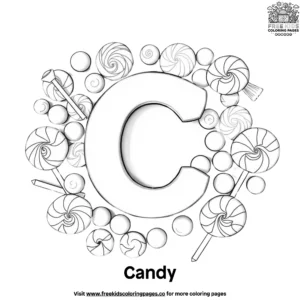 Letter C With Candy Coloring Pages