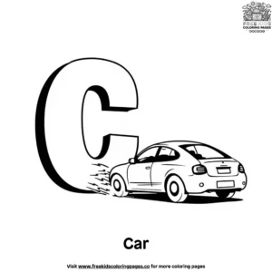 Letter C With Car Coloring Pages