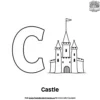 Letter C With Castle Coloring Pages