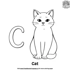 Letter C With Cat Coloring Pages