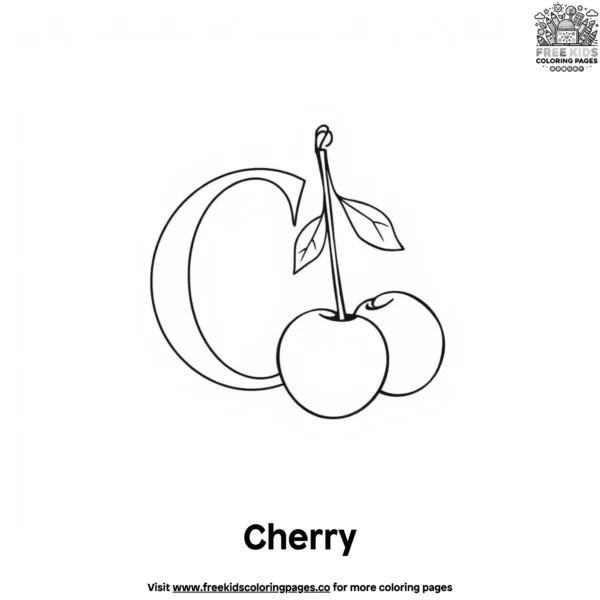 Letter c with cherry coloring pages