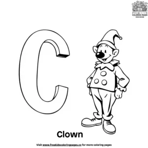 Letter C With Clown Coloring Pages