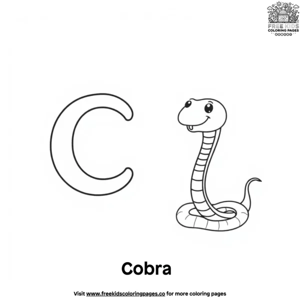 Letter c with cobra coloring pages