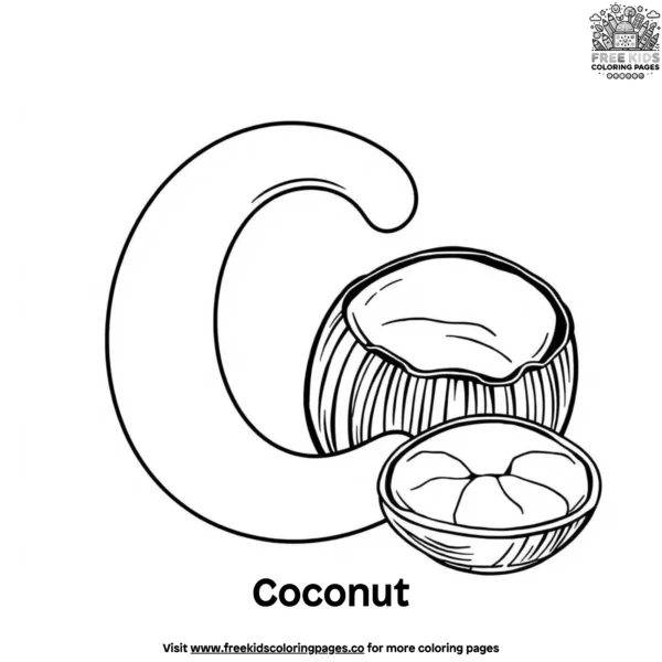 Letter c with coconut coloring pages