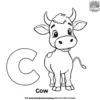 Letter C With Cow Coloring Pages