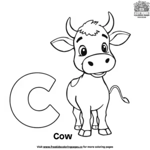 Letter C With Cow Coloring Pages