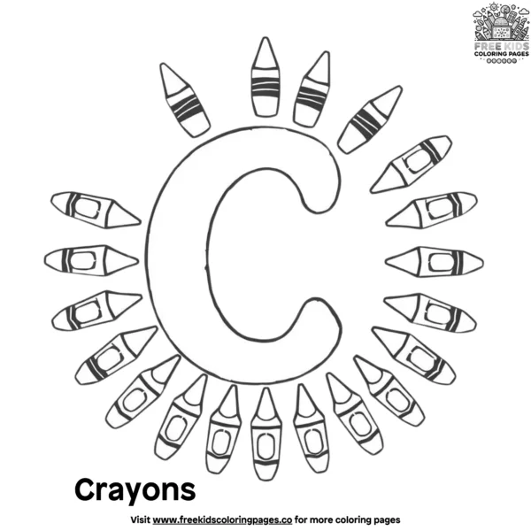 Letter c with crayon coloring pages