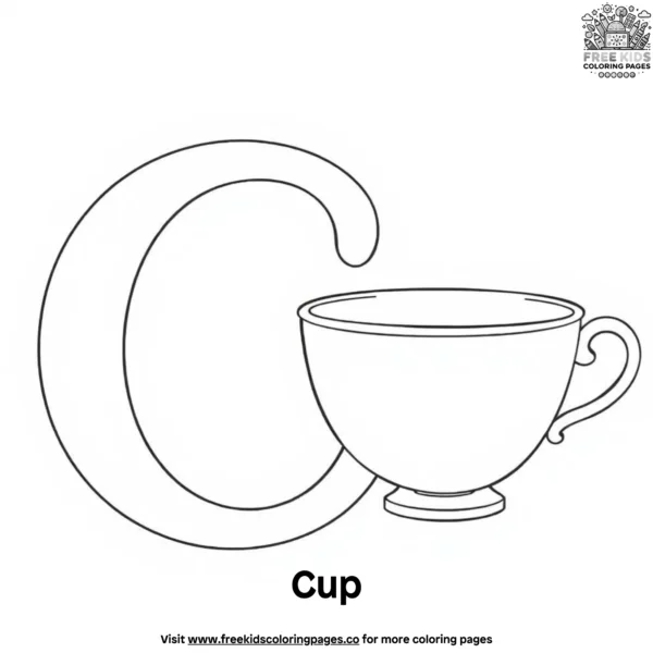 Letter c with cup coloring pages