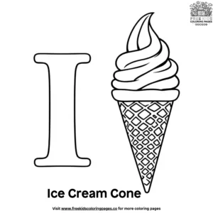 Letter I With Ice Cream Cone Coloring Pages