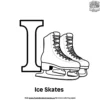 Letter I With Ice Skates Coloring Pages