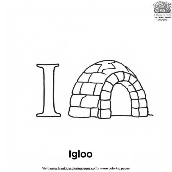 Letter i with igloo coloring pages