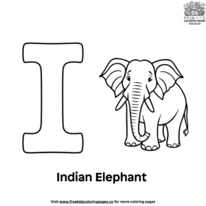 Letter I With Indian Elephant Coloring Pages