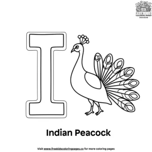 Letter I With Indian Peacock Coloring Pages