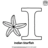 Letter I With Indian Starfish Coloring Pages