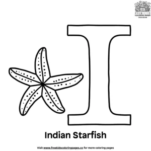 Letter I With Indian Starfish Coloring Pages