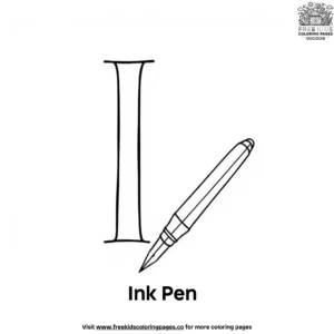 Letter I With Ink Pen Coloring Pages