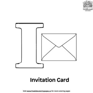 Letter I With Invitation Card Coloring Pages