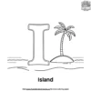 Letter I With Island Coloring Pages