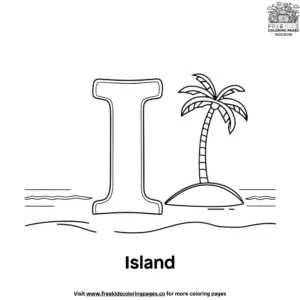 Letter I With Island Coloring Pages